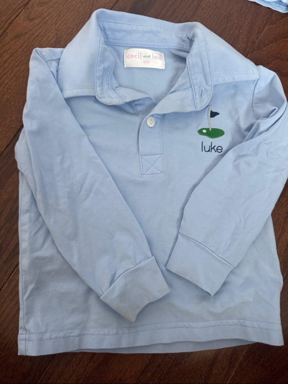 Cecil and Lou Light Blue Boys' Polo Top with Golf Embroidery
